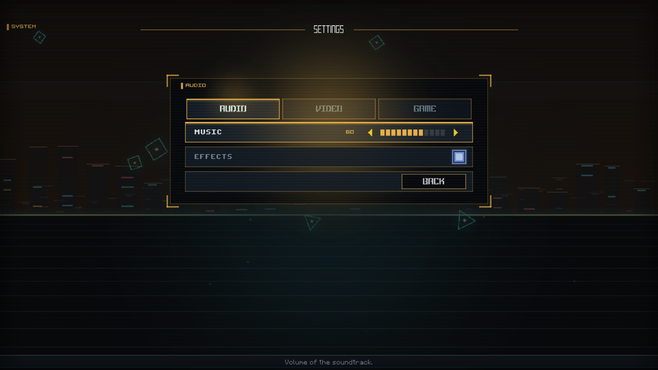Settings: blur the backdrop, pick your program